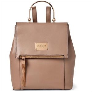 bebe Zsa Zsa taupe faux leather backpack bag